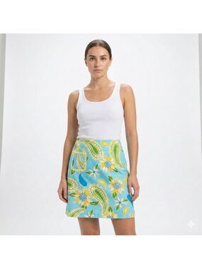 LILLY PULITZER 100% Cotton Skirt Fully Lined One Front Pocket Back Zipper Sz 10